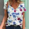 Футболки с 3D-принтом «растение-цветок», женская футболка с V-образным вырезом, короткий рукав, топ Y2k, уличная одежда Harajuku, футболка большого размера, женская одежда