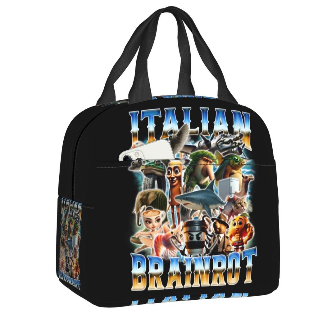 Custom Ballerina Capuchina Italian Brainrot Tung Tung Tung Sahur Insulated Lunch Bag Leakproof Thermal Cooler Bento Box Women