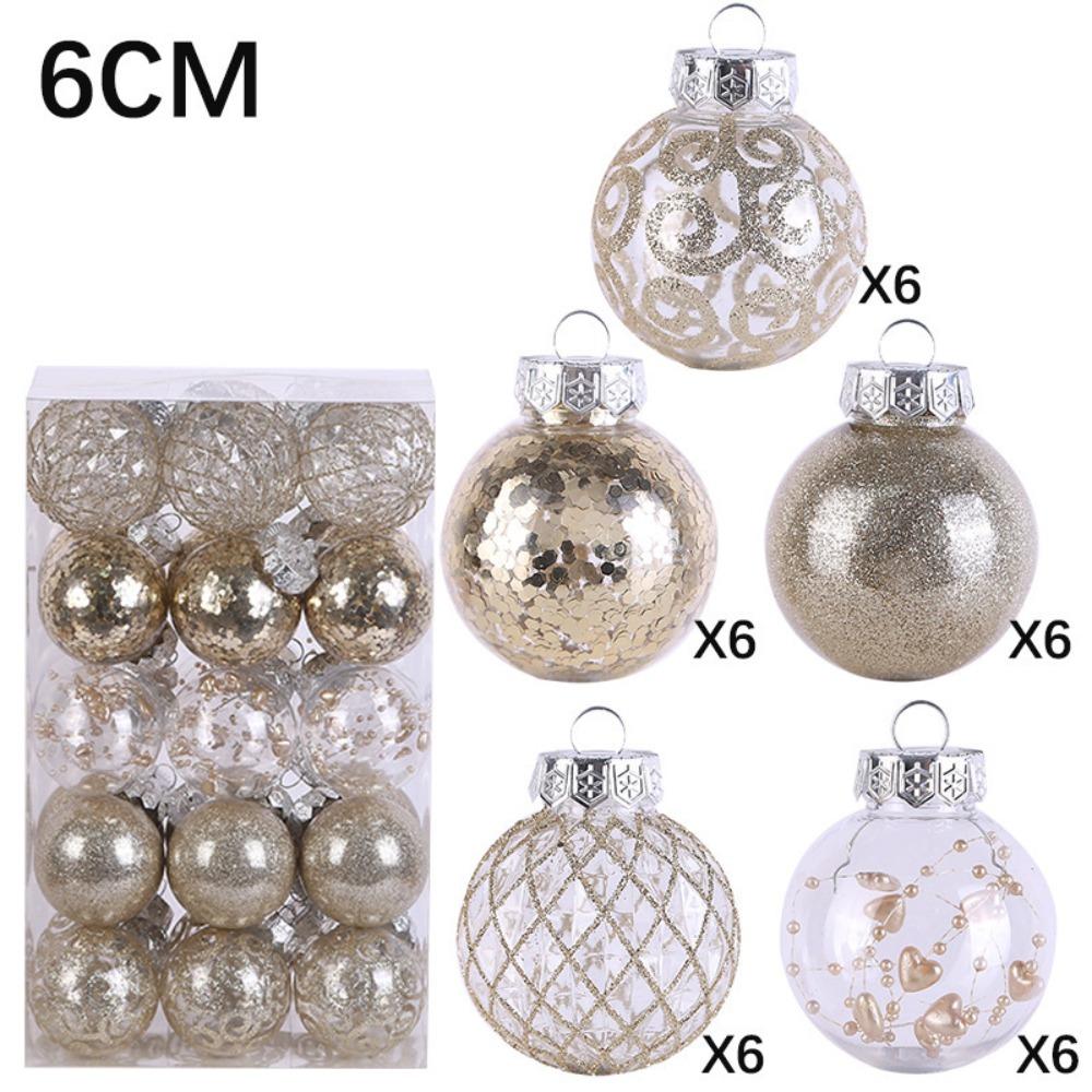 Plastic Christmas Tree Balls 6CM Xmas Baubles Fashion Christmas Ball Set Home