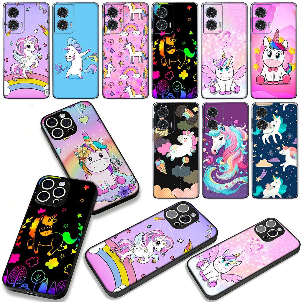 Cute Pink Unicorns Rainbow Cover Phone Case for Apple iPhone 17 16 15 11 Pro XS Max XR 6 7 8 Plus + SE 2020 5 16E