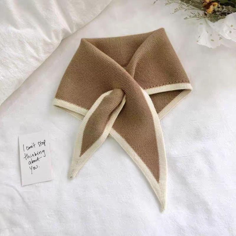 Women Knitted Triangle Scarf Fake Collar - Autumn Warm Detachable Shawl for Dress Shirt Neck Protection Accessory