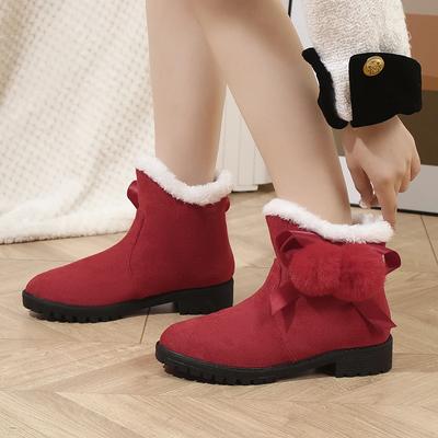 Распродажа модной женской обуви 2024 года, женские сапоги с рукавами, зимние, с круглым носком, плюшевые, флисовые, для тепла, однотонные, короткие, на низком каблуке, зимние сапоги