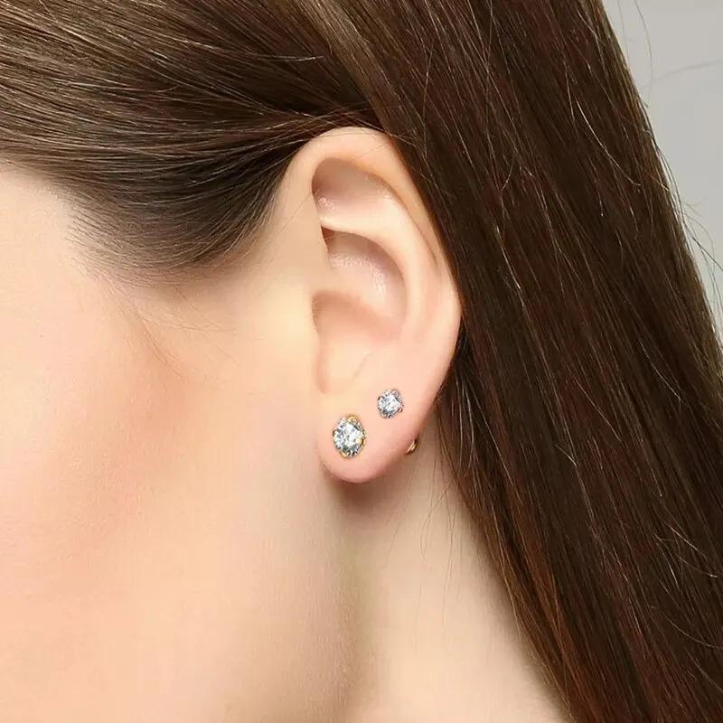 10 шт./лот Серьги-гвоздики для губ и ушей Labret из нержавеющей стали 16G Набор 2/3/4/5 мм с кубическим цирконием Пирсинг хряща уха Козелка Пирсинг Украшения
