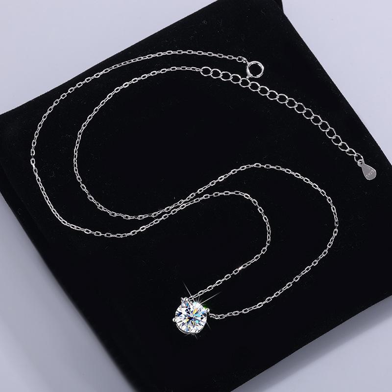 Moissanite Dia 6.5mm 0.5-5CT Woman Pendant Sier Necklace For Women Chains Party Bridal Fine Jewelry 925sterling Silver Necklace