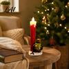 Festive Indoor Tabletop Displays Christmas Resin Figurine Candle Holder LED Flameless Electronic Light Decorative Figurines for Holidays Snowman Elf