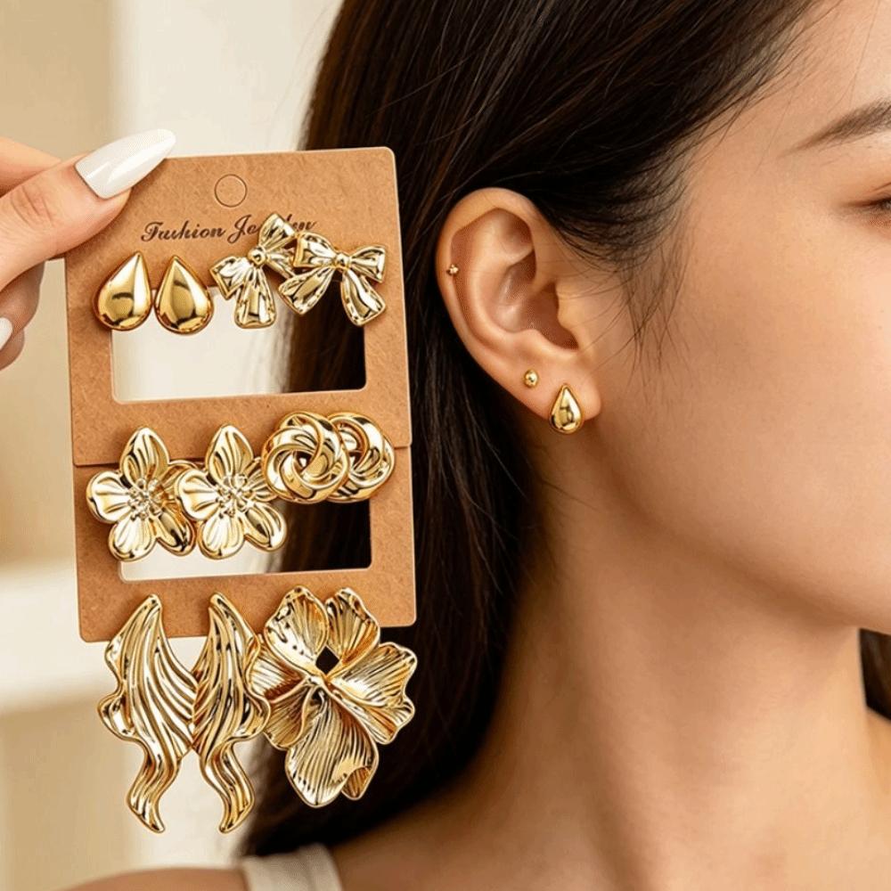 Starfish Shell Fashion Earring Set Ocean Inspired Stud Earrings Charm Earring Set Women Daily Wear