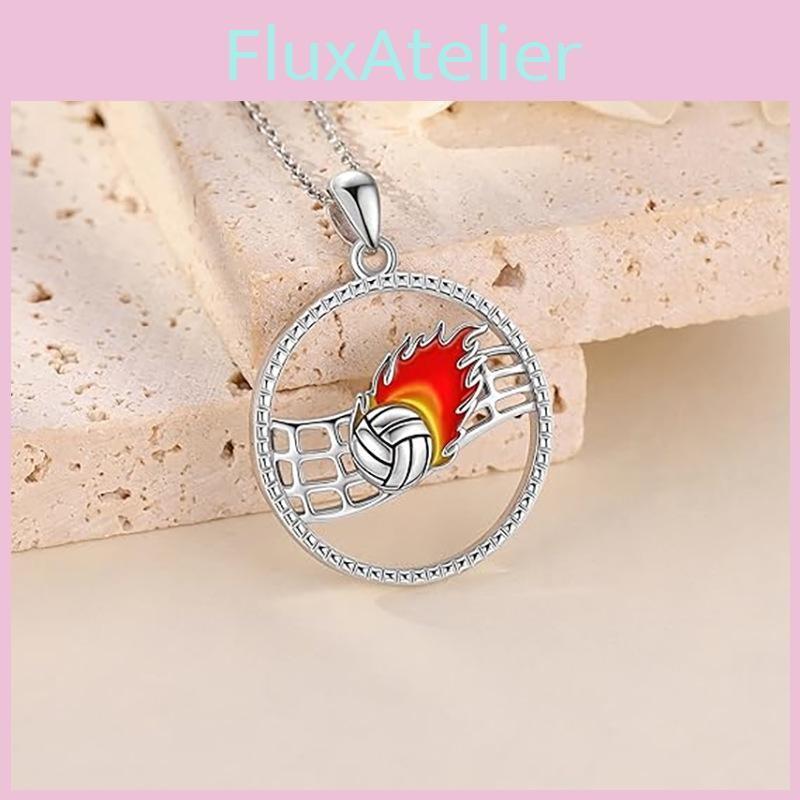 Hollow Pendant Volleyball Necklace Oil Finish Alloy Chain Fashion Enthusiasts