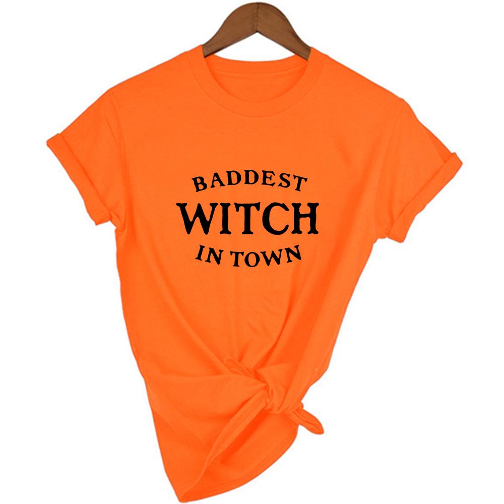 Baddest Witch In Town Women Halloween T Shirt Harajuku Gothic Short Sleeve T Shirts Graphic 90S