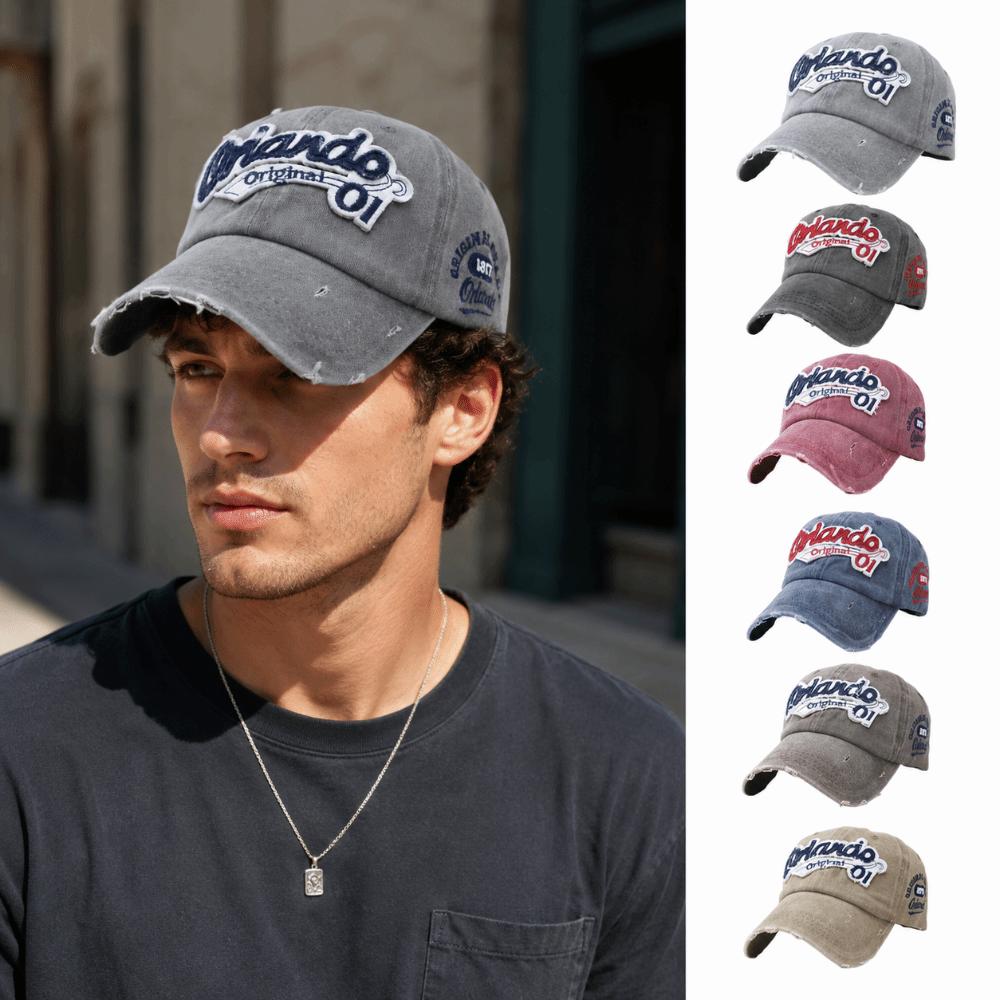 Distressed Finish Dad Hat Curved Brim Patch Distressed Hat Retro Frayed Brim Hat for Men Women
