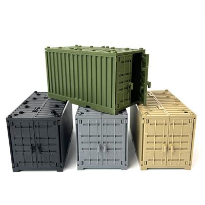 MOC WW2 военный контейнер, коробки для оружия, строительный блок, фигурка, армейский солдат, аксессуары, сделай сам, военный транспортный чехол, кирпич, детская игрушка