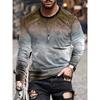 Retro Old Print Long-sleeved T-shirt Spring Men's Daily Casual Long-sleeved Top Men's Street Fashion Round Neck Long-sleeved