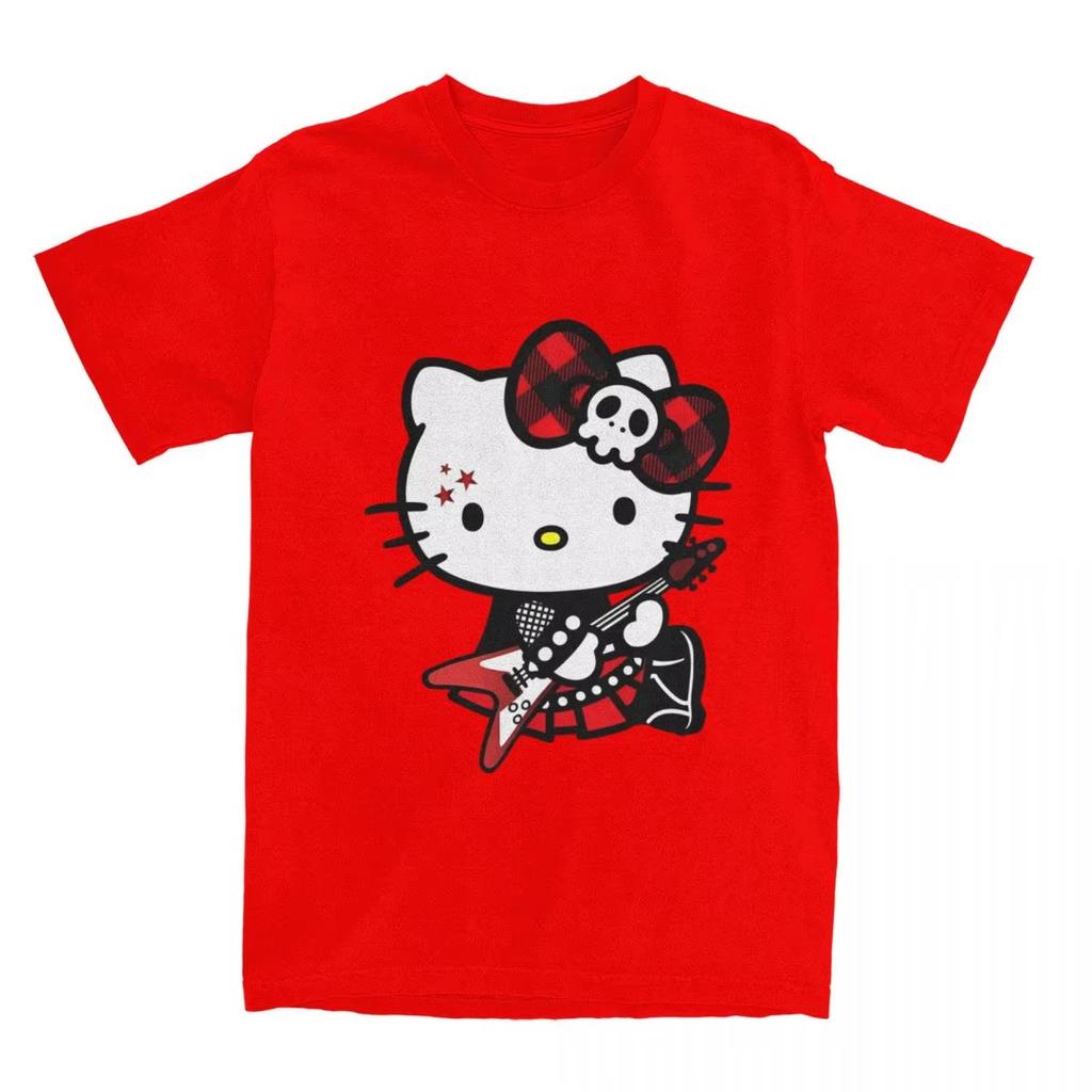 Unisex Hello Kitty Cute Cartoon Japanese Vintage Cotton Tops YK Basic Comfortable Summer Womens Tshirt Minnie Mouse Tops