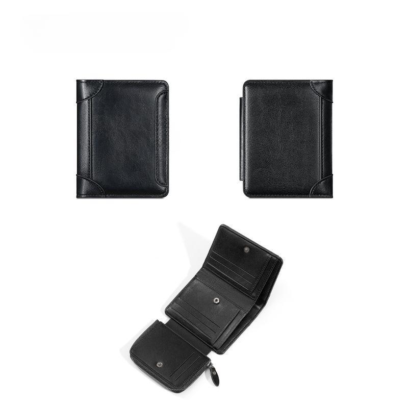 Ретро повседневный мужской кошелек с коротким замком-молнией, многофункциональный держатель для карт, кошелек для монет, мужской кошелек