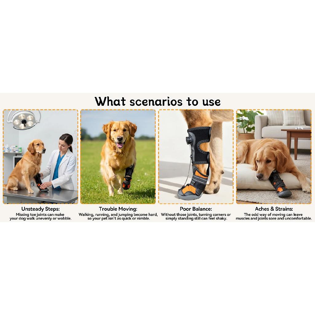 No KnucklingCorrective Dog Shoe,Drop Foot Support with Adjustable Reel, Paw Leg Brace Support - Lift Toes for Arthritis,Mobility