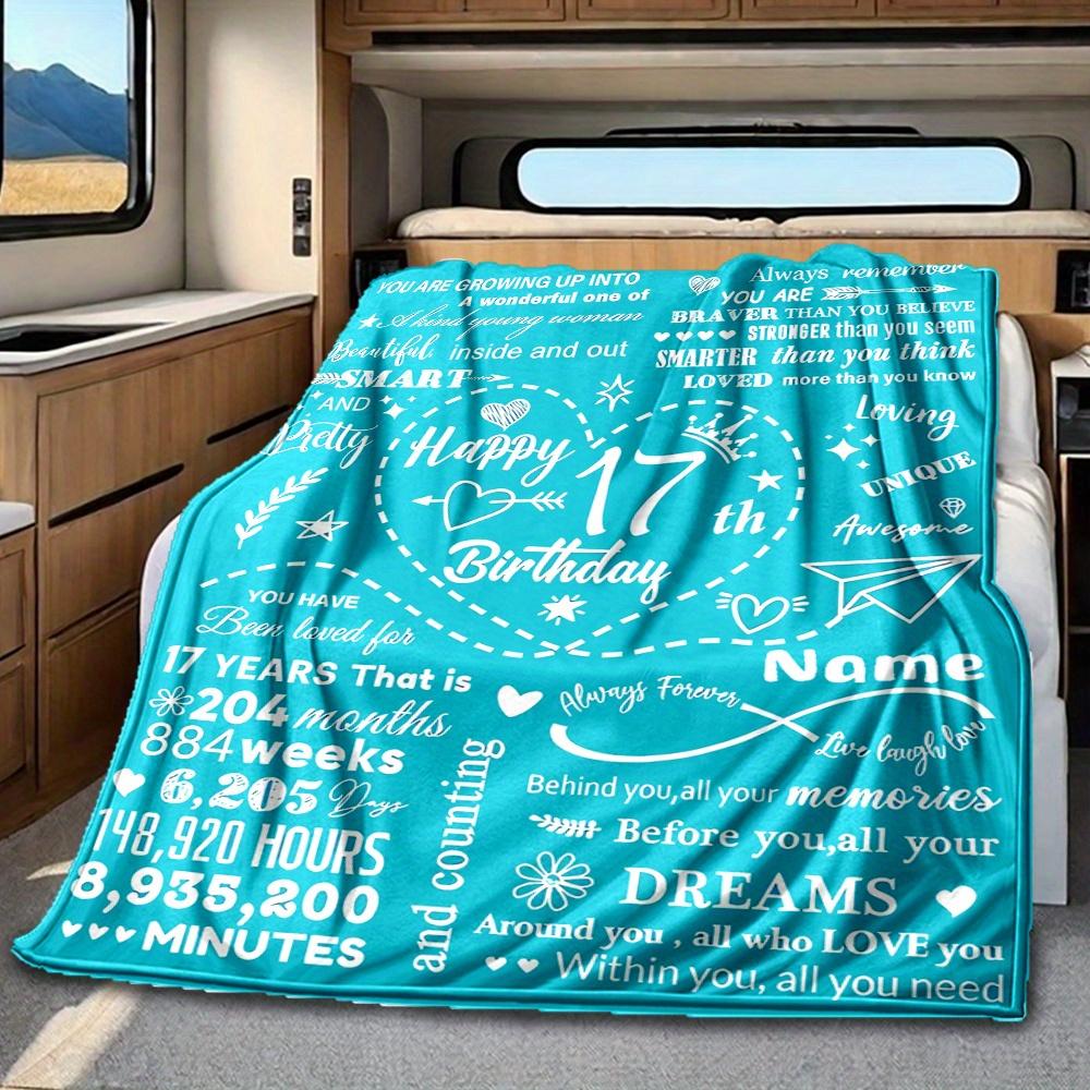 Happy 17Th Birthday Blanket Personalized Name Soft Comfortable Stylish Blanket Car Blanket Perfect For Travel Camping Outdoor Home Suitable For All