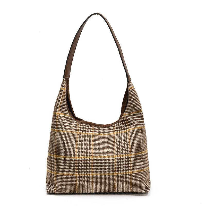 Модная клетчатая сумка для женщин с большой вместимостью, осень и зима, новая корейская версия, контрастная универсальная сумка через плечо
