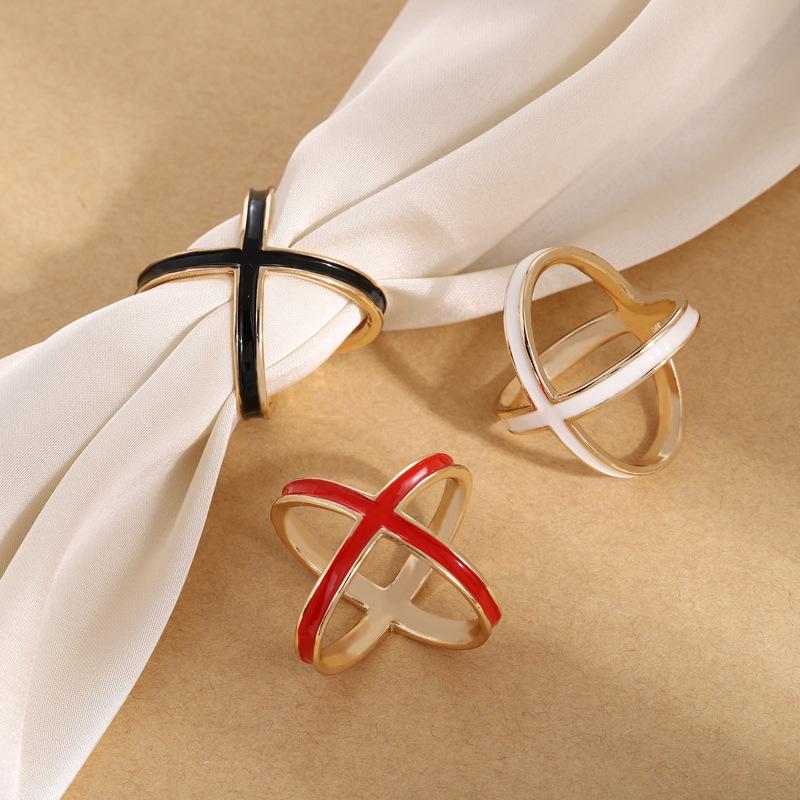 X-Shaped High-End Silk Scarf Buckle: Versatile, Exquisite Women's Accessory for Square Scarves