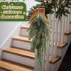 Christmas Teardrop Swag Artificial Norfolk Pine Branch Door Swag with Faux Pine Cones And Bow for Indoor Outdoor Mantel Fireplace Stairway Decor