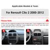 OSSURET Автомобильные интеллектуальные системы Carplay Android Car Radio для Renault Clio 2 2000-2012 Мультимедийный видеоплеер WIFI Интеллектуальный экран Авторадио RDS