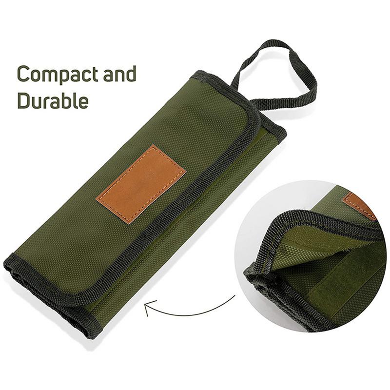 Portable Travel Tableware Storage Bag Kitchen Cooking Utensil Set Travel Organizer Portable Polyester Roll Up Pouch Bag Cutlery