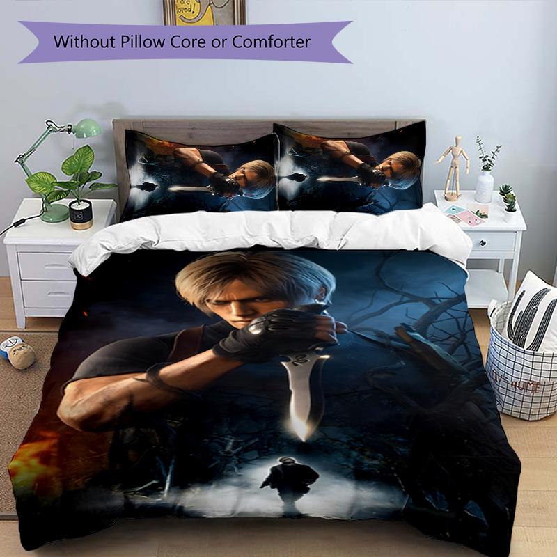 3pcs Resident Evil Design Cover Set - HD Printed Bedding with 1 Cover and 2 Pillowcases - Perfect for Home and Dorm Decor