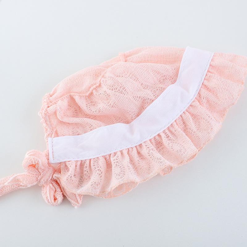 Шапочка принцессы с кружевом для малышей, весна-лето, сетчатая дышащая шапочка для девочек, солнцезащитные шляпы, однотонные, регулируемые, для новорожденных, шапочки-бини