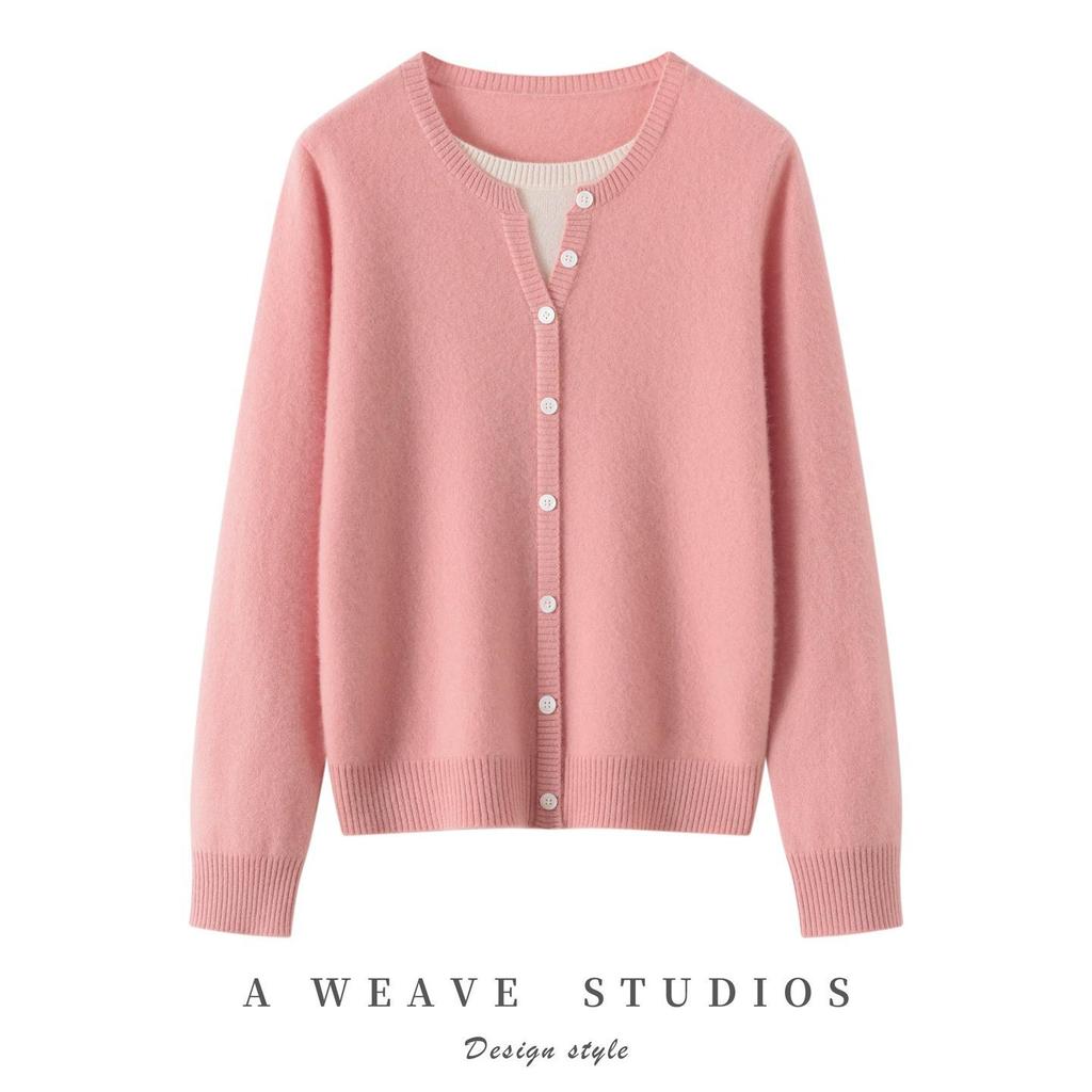 100% Pure Cashmere Women's Two-Piece Look Cardigan - Autumn/Winter 2026 Collection