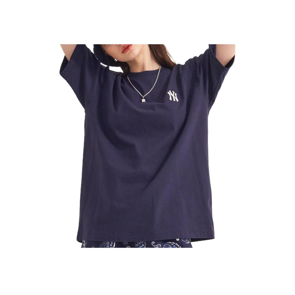 New MLB Cashew Flower T Shirts Unisex Navy Blue 3ATS52023-50NYD
