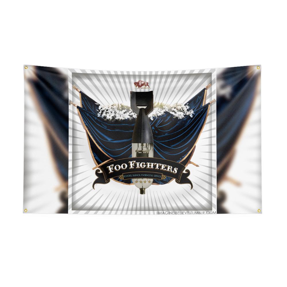 F-Foo F-Fighters Flag Rock Music Band Banner HD Printing Tapestry Exhibition, Music Band Fans, Garage Decor