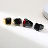 Vnox High Quality Men's Stone Ring Black High Polished Stainless Steel Men's Jewelry  Color Charm Ring For Men