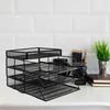 File Rack 3/4 Layers Hollow Mesh Stable Structure Removable Large Capacity Notebook Book Decktop Organizer Paper Letter Stoarge Tray Office