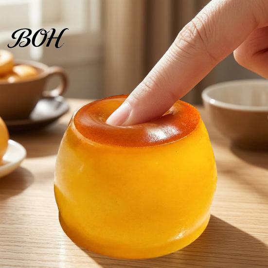 Pudding Squeeze Toy 1/2Pcs Stress Relief Crunchy Toy, Fake Caramel Sensory Simulated Dessert Fidget Gift for Adults Kids Ball