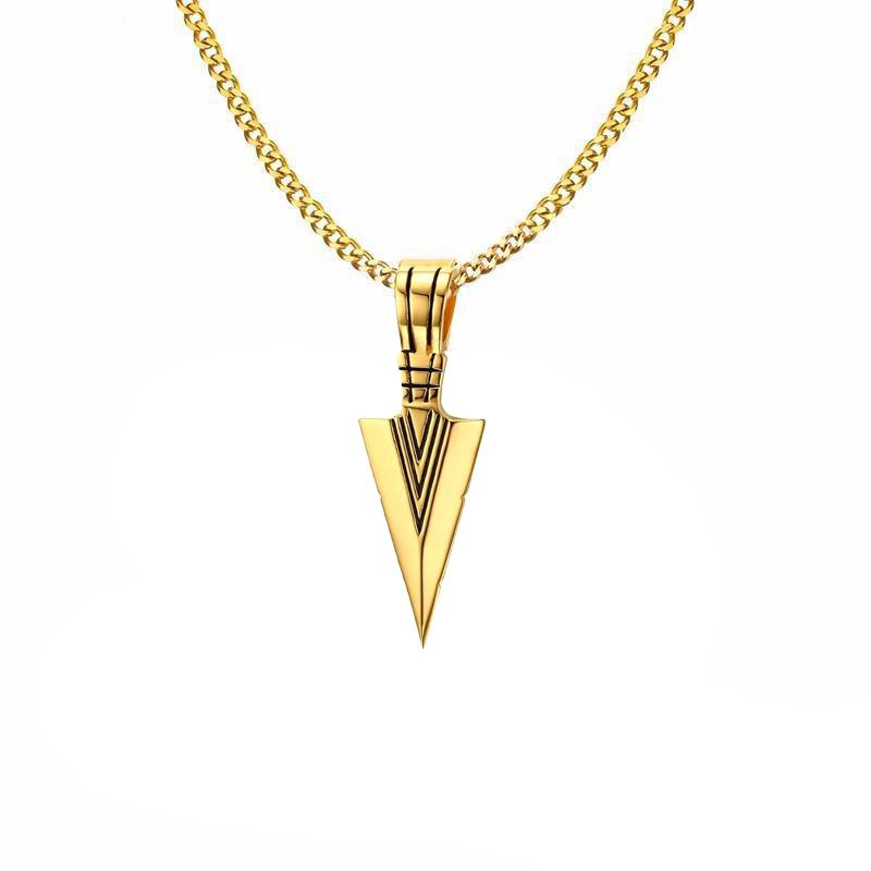 Man Necklace, Arrowhead Kunai Pendant,Stainless Steel Primal Tribal Spear Necklaces,Men Kunai Ethnic Viking Necklace