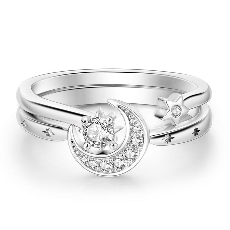 Daisy Sparkling Crown Ring Colorful Star Moon Butterfly Evil Eyes for Women Original Rings Classic Wedding Jewelry