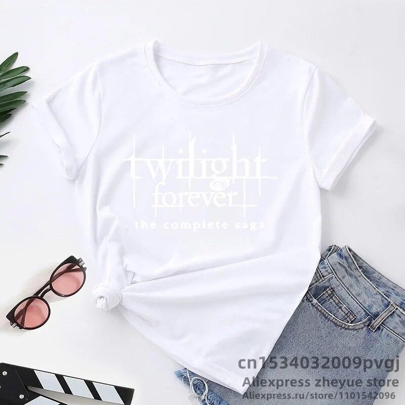 Twilight Forever The Complete Saga T Shirts Women Summer Movies Kristen Stewart Robert Pattinson Tee Shirt Short Sleeve Unisex