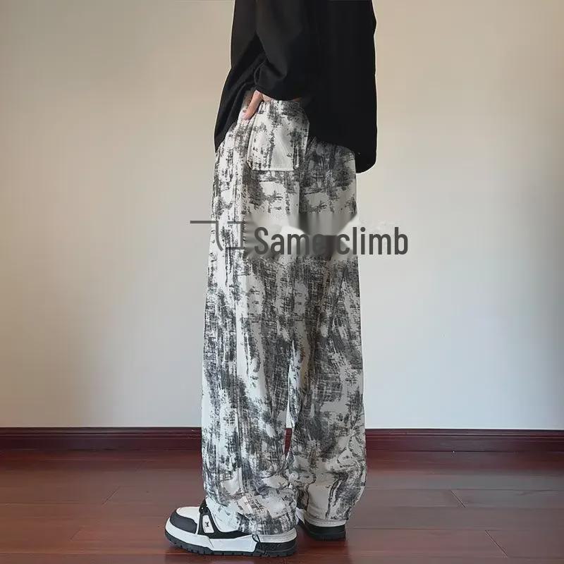 Мужские спортивные брюки прямого кроя с дизайном в стиле тай-дай и чернильными разводами