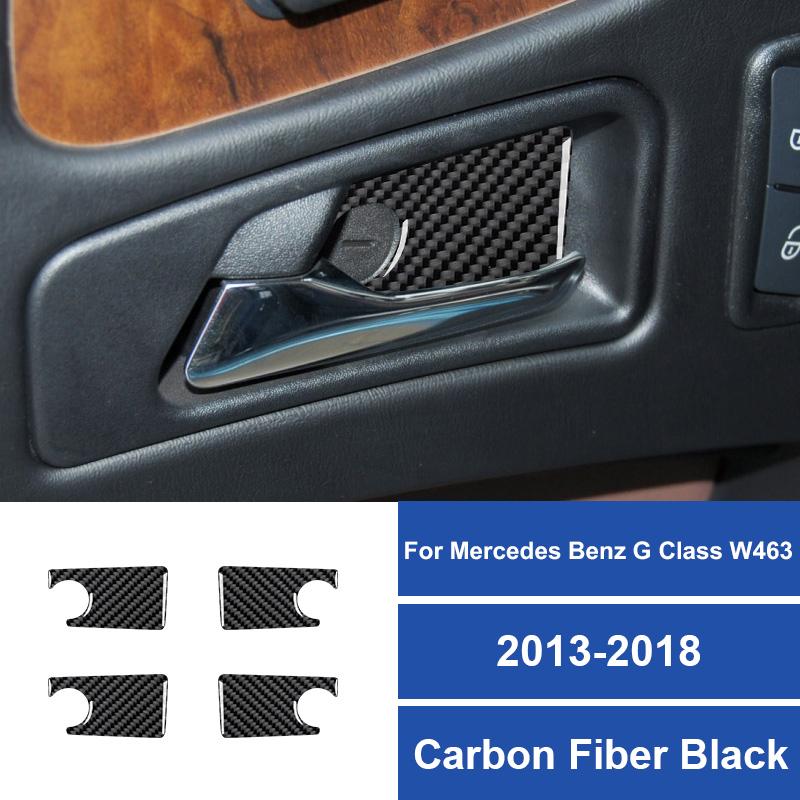 4PCS Real Carbon Fiber Car Inner Door Bowl Decorative Sticker For Mercedes-Benz G-CLASS W463 2013-2018 Auto Interior Accessories
