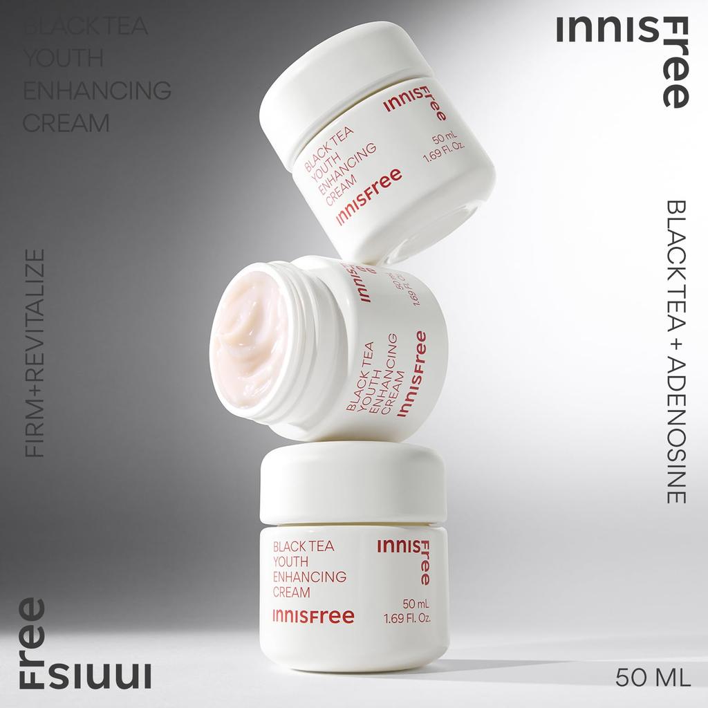 Innisfree Black Tea Youth Cream 50 мл Подлинное Увлажнение Увлажнение Эластичность Блеск Увлажнение Старение Уход Черный Чай -