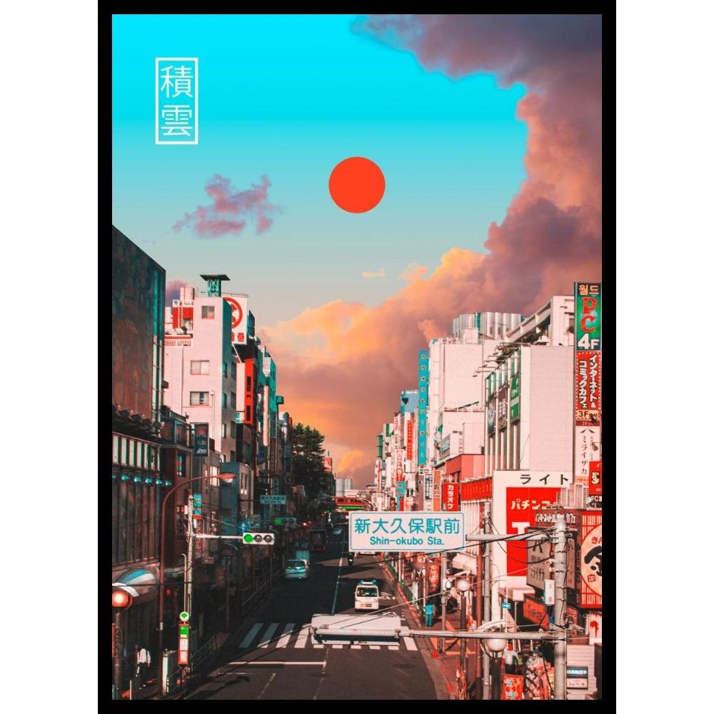 Japan Abstract Anime Cityscape Canvas Poster Unframed Cyber Neon Tokyo Street View Canvas for Modern Home Wall Decor