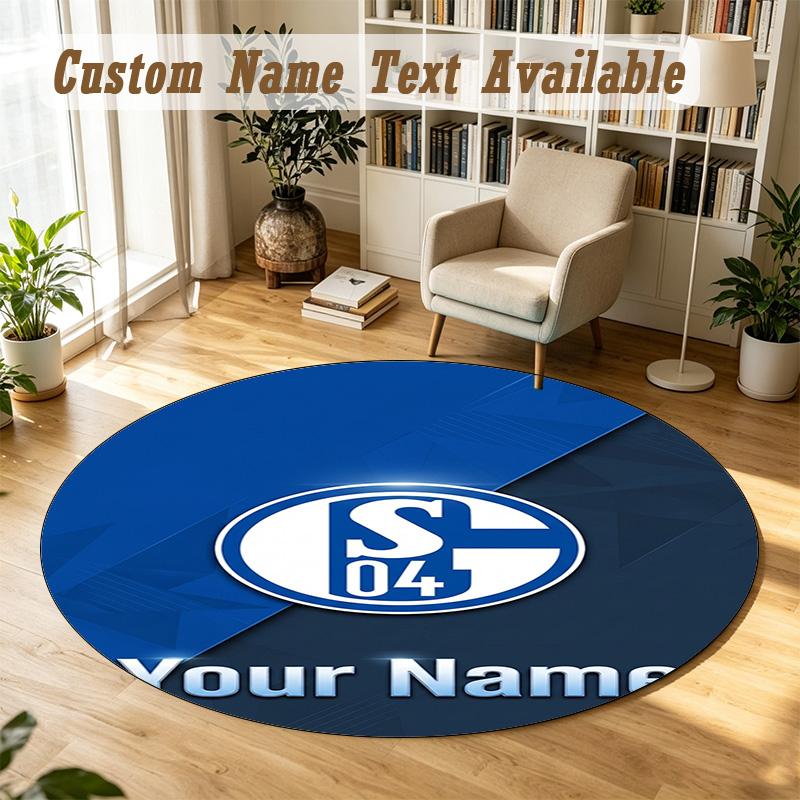 Round Rug Custom NameSchalke 04 FC Pattern Non Slip Carpet Home Floor Decor