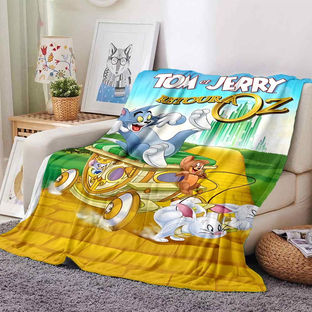1pc Tom and Jerry Return to Oz Flannel Blanket Soft Warm Throw for Home, Office, Travel, All-Season Cozy Bedding GiftL1228