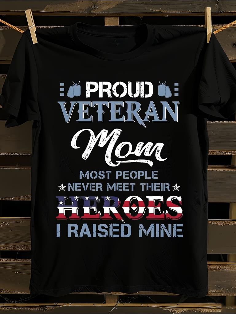 Mom "I Raised My Hero" T-Shirt Mens Tshirt Womens Tshirts with Letters Print Short Sleeves T-Shirt Casual Street Tee Shirt Top