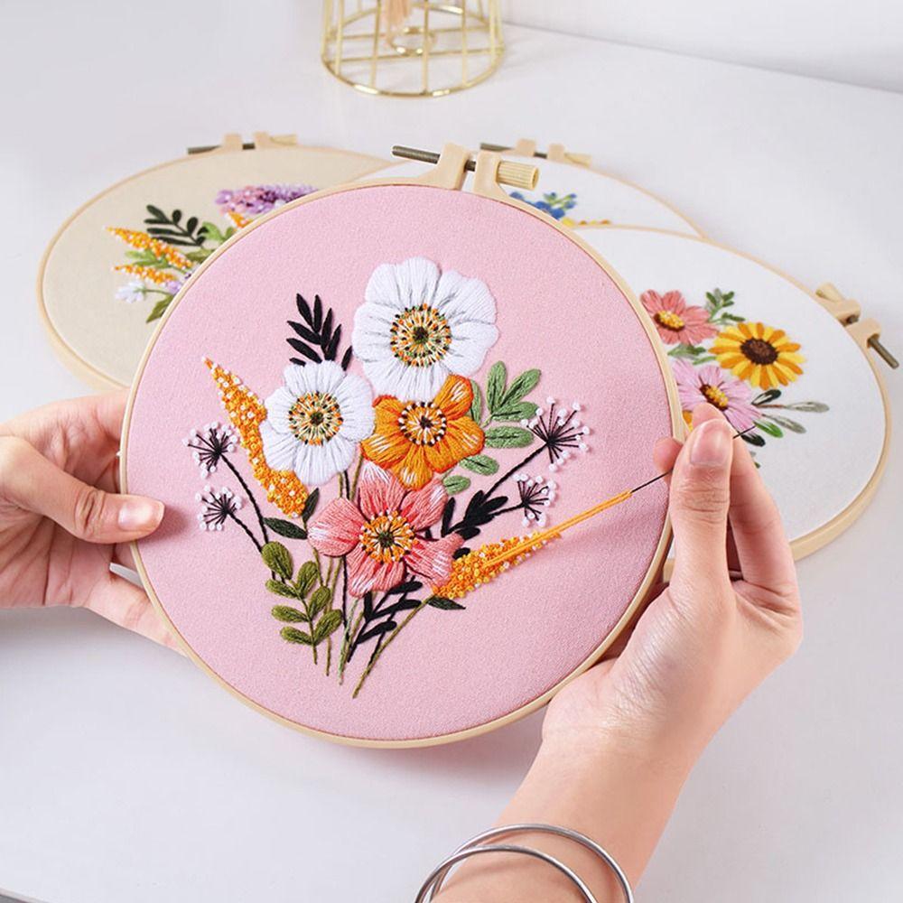 Needle Punch Flower Embroidery Embroidery Hoop Cross Stitch Kit Home Decoration