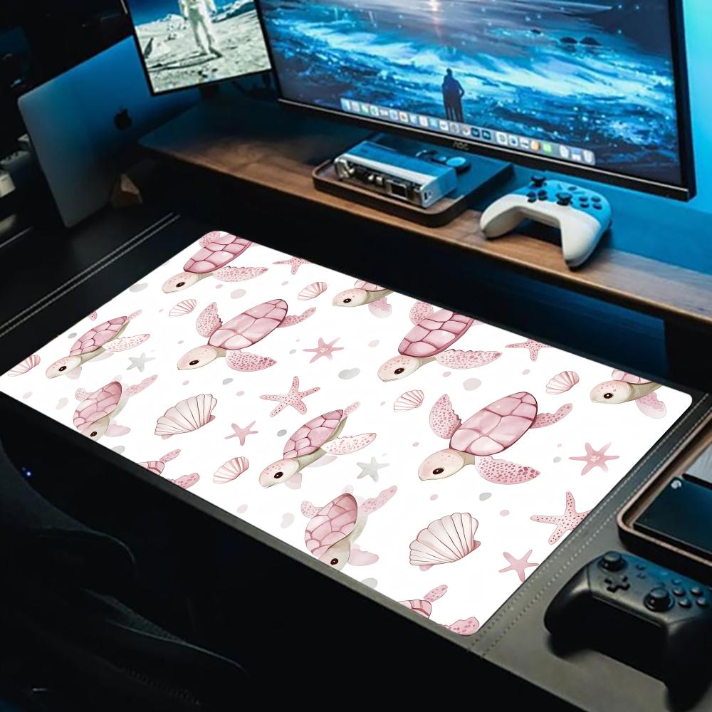 Ocean Pink Turtle Mouse Pad Large Gaming Accessory XXL Game Rubber Deskmat Non-Slip Computer Keyboard Mat Laptop Long Mousepad