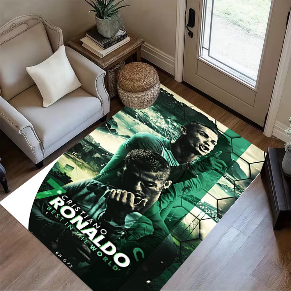 Ronaldo's Evolution Football Carpet Suitable for Playrooms Entryway Outdoor Decorate room Antislip Carpet Anime Office Decor Perfect Gift for Women/Me