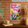 2D Flat, 1pc Floral Butterfly Mother's Day Metal Wall Art Sign "Happy Mother's Day" - 8*12 Inch Aluminium Rustic Home Decor, Outdoor Wall Art, Sweet