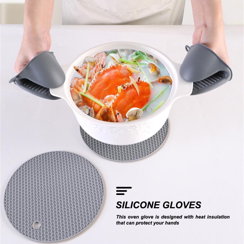 Перчатки для духовки 2 шт. Набор из 2 кастрюль с защитой от перегрева Перчатки для духовки Кухонные рукавицы для выпечки Приготовления пищи на гриле с щеткой для барбекю