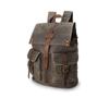 Antique Style Army Style Canvas Natural Cowhide Backpack for Commuting To Work or Unisex School,