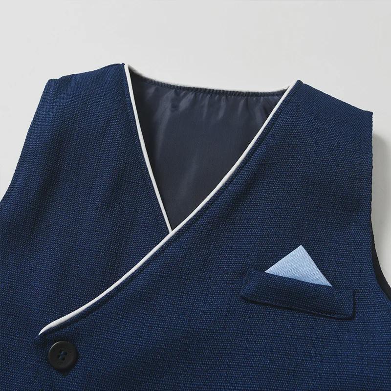 2024 Детский жилет с длинными рукавами, костюм-тройка для мальчиков на весну/осень