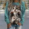 Animal Cat 3d Print Hoodies Women Fashion Crewneck Hoodie Cartoon Kawaii Graphic Coats Women Sweats Oversized Clothing Manga